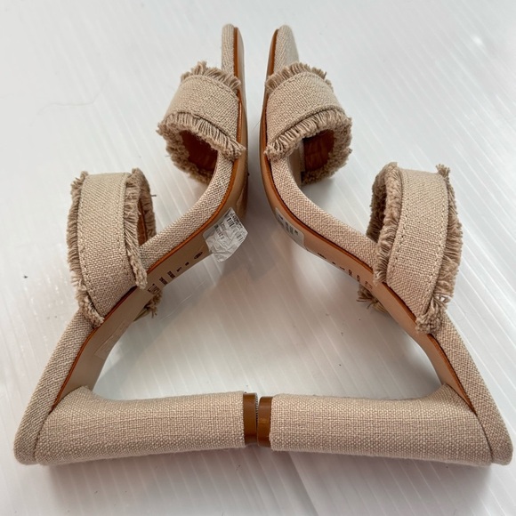 🆕 SCHUTZ Amely Beige Frayed Strap Heels NWT size 7 - Picture 14 of 16